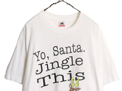 90s USA製 エロ ジョーク メッセージ プリント 半袖 Tシャツ メンズ L / 90年代 オールド 下ネタ キャタクター イラスト シングルステッチ