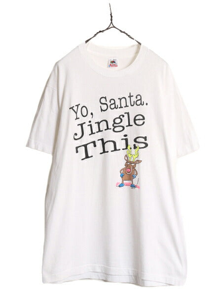 90s USA製 エロ ジョーク メッセージ プリント 半袖 Tシャツ メンズ L / 90年代 オールド 下ネタ キャタクター イラスト シングルステッチ