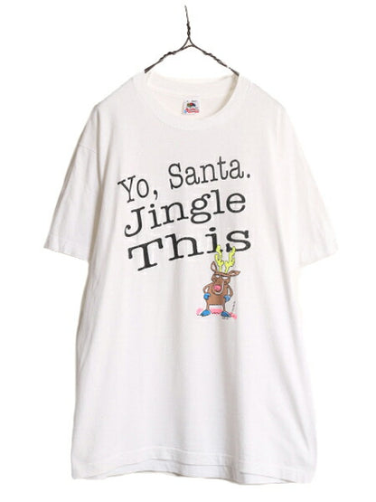 90s USA製 エロ ジョーク メッセージ プリント 半袖 Tシャツ メンズ L / 90年代 オールド 下ネタ キャタクター イラスト シングルステッチ