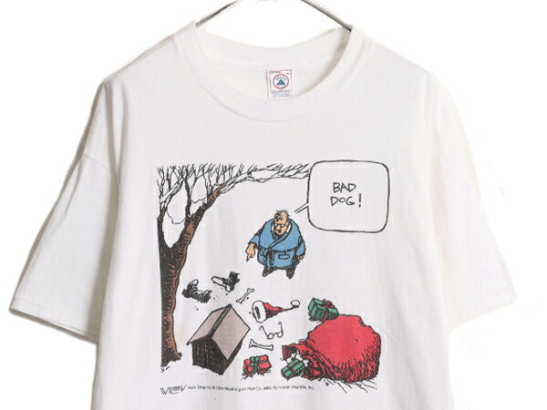 90s ジョーク キャラクター イラスト プリント 半袖 Tシャツ メンズ XL / 古着 オールド アート ヘビーウェイト 大きいサイズ グラフィック