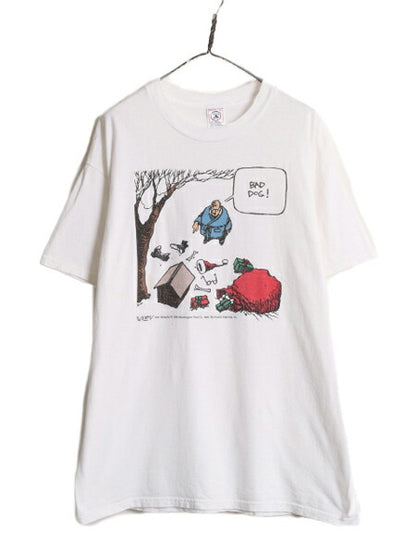 90s ジョーク キャラクター イラスト プリント 半袖 Tシャツ メンズ XL / 古着 オールド アート ヘビーウェイト 大きいサイズ グラフィック