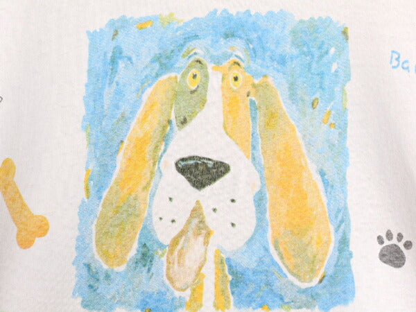 90s USA製 rel e vant products ドッグ イラスト プリント Tシャツ メンズ レディース L / 古着 90年代 オールド アニマル 犬 アート 総柄