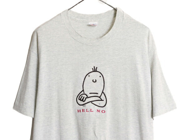 90s USA製 ジョーク イラスト 刺繍 半袖 Tシャツ メンズ XL / 古着 90年代 オールド キャラクター アート ヘビーウェイト シングルステッチ