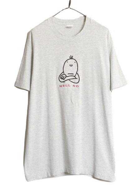 90s USA製 ジョーク イラスト 刺繍 半袖 Tシャツ メンズ XL / 古着 90年代 オールド キャラクター アート ヘビーウェイト シングルステッチ
