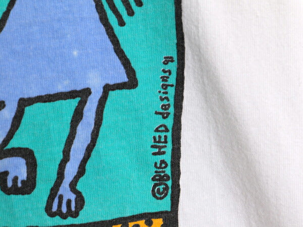 90s USA製 BIG HED ジャズ アート イラスト プリント 半袖 Tシャツ メンズ L オールド オフィシャル キャラクター 当時物 シングルステッチ