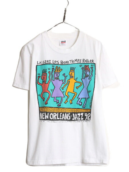 90s USA製 BIG HED ジャズ アート イラスト プリント 半袖 Tシャツ メンズ L オールド オフィシャル キャラクター 当時物 シングルステッチ