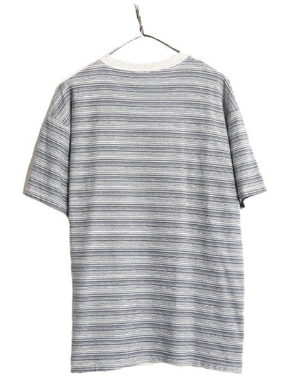 00s ジャガード ボーダー 半袖 Tシャツ メンズ XL / 古着 00s オールド 大きいサイズ ヘビーウェイト ボーダーT マルチカラー クルーネック