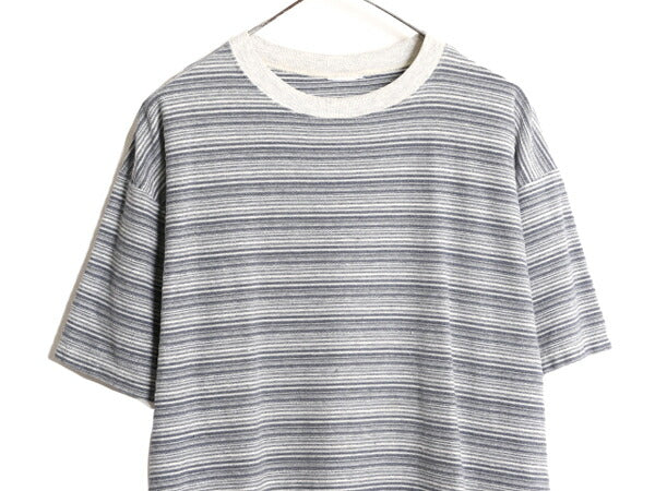 00s ジャガード ボーダー 半袖 Tシャツ メンズ XL / 古着 00s オールド 大きいサイズ ヘビーウェイト ボーダーT マルチカラー クルーネック