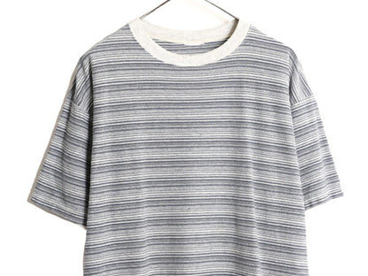 00s ジャガード ボーダー 半袖 Tシャツ メンズ XL / 古着 00s オールド 大きいサイズ ヘビーウェイト ボーダーT マルチカラー クルーネック