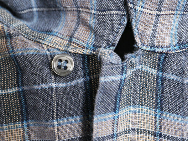90s ゲス チェック ループ留め オープンカラー 半袖 シャツ メンズ XL 程/ オールド GUESS リネン 半袖シャツ 開襟 大きいサイズ ボックス