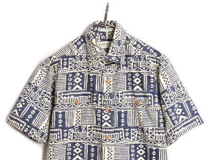 00s オービス 半袖 アロハ シャツ メンズ M / 古着 00年代 オールド ORVIS 半袖シャツ コットン 総柄 ハワイアン ポケット付き ネイティブ