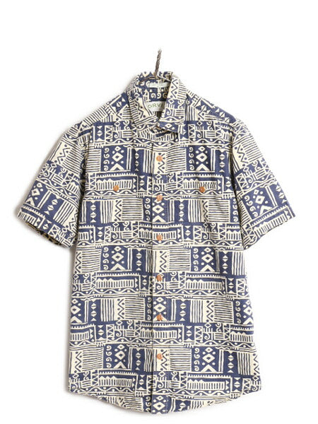 00s オービス 半袖 アロハ シャツ メンズ M / 古着 00年代 オールド ORVIS 半袖シャツ コットン 総柄 ハワイアン ポケット付き ネイティブ