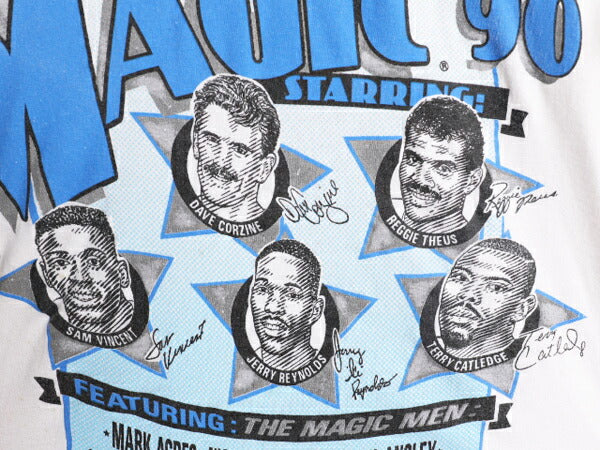 80s USA製 NBA オフィシャル オーランド マジック イラスト プリント 半袖 Tシャツ メンズ S 80年代 ヴィンテージ バスケ グラフィック 白