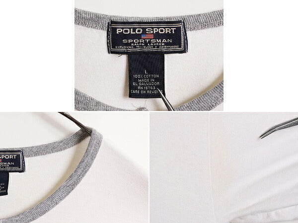 00s ポロスポーツ ラルフローレン ヘンリーネック リンガー Tシャツ メンズ L 00年代 オールド POLO SPORT ポロ 半袖Tシャツ ワンポイント