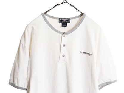 00s ポロスポーツ ラルフローレン ヘンリーネック リンガー Tシャツ メンズ L 00年代 オールド POLO SPORT ポロ 半袖Tシャツ ワンポイント