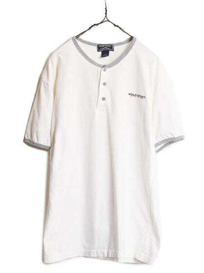 00s ポロスポーツ ラルフローレン ヘンリーネック リンガー Tシャツ メンズ L 00年代 オールド POLO SPORT ポロ 半袖Tシャツ ワンポイント
