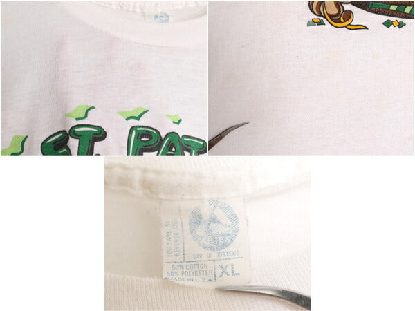 80s USA製 ワーナー タズマニアンデビル プリント 半袖 Tシャツ メンズ XL 古着 ヴィンテージ キャラクター イラスト シングルステッチ 白
