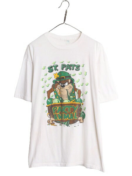 80s USA製 ワーナー タズマニアンデビル プリント 半袖 Tシャツ メンズ XL 古着 ヴィンテージ キャラクター イラスト シングルステッチ 白