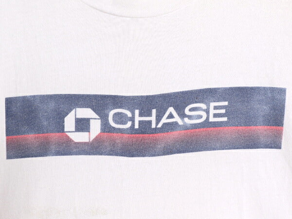 90s 企業 ロゴ プリント 半袖 Tシャツ メンズ XL / CHASE 銀行 オールド シングルステッチ ヘビーウェイト 大きいサイズ グラフィック 白