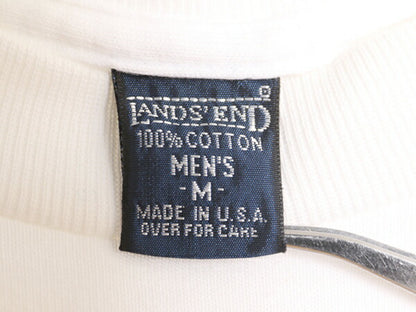 90s USA製 ランズエンド アート イラスト プリント 半袖 Tシャツ メンズ M 古着 90年代 LANDS END グラフィック シングルステッチ ホワイト