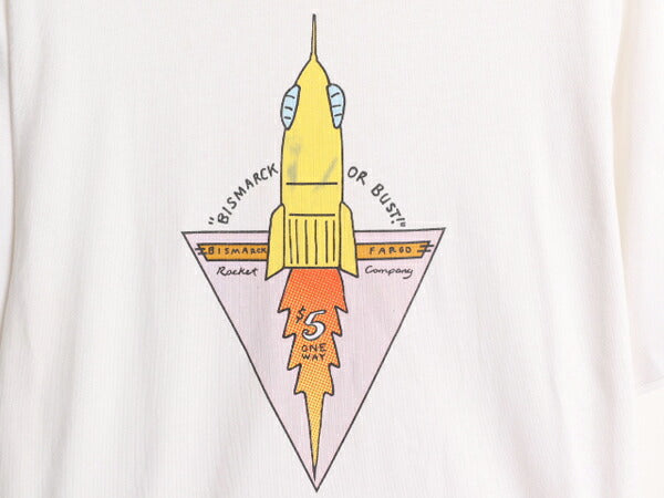 90s USA製 ランズエンド アート イラスト プリント 半袖 Tシャツ メンズ M 古着 90年代 LANDS END グラフィック シングルステッチ ホワイト