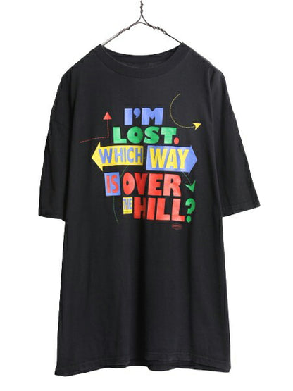 90s ジョーク メッセージ プリント 半袖 Tシャツ メンズ XL / 90年代 オールド ブラック アート グラフィック ヘビーウェイト 大きいサイズ