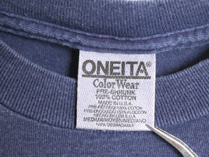 90s USA製 企業 ロゴ プリント 半袖 Tシャツ メンズ M / 古着 90年代 オールド ヘビーウェイト シングルステッチ アート グラフィック 紺