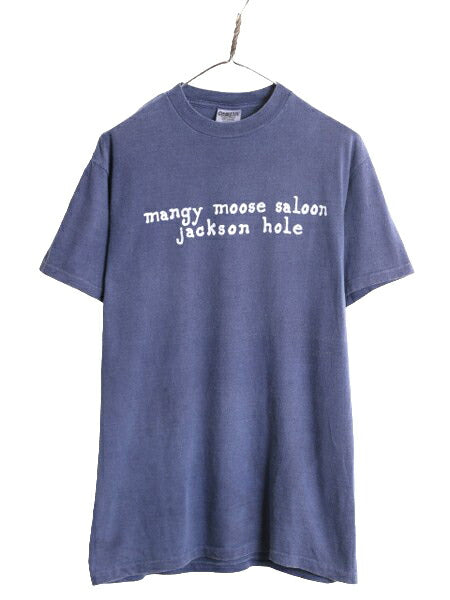 90s USA製 企業 ロゴ プリント 半袖 Tシャツ メンズ M / 古着 90年代 オールド ヘビーウェイト シングルステッチ アート グラフィック 紺