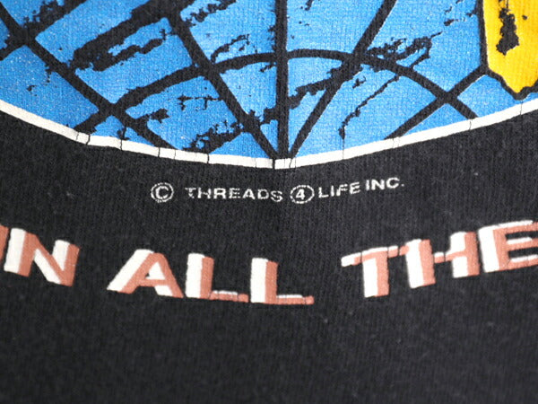 90s USA製 クロスカラーズ メッセージ プリント 半袖 Tシャツ メンズ XL 程 CROSS COLOURS 黒 イラスト シングルステッチ ヘビーウェイト