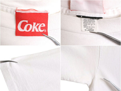 90s USA製 コカコーラ 両面 プリント 半袖 Tシャツ メンズ XL 90年代 オールド 企業 Coca Cola ヘビーウェイト シングルステッチ ホワイト