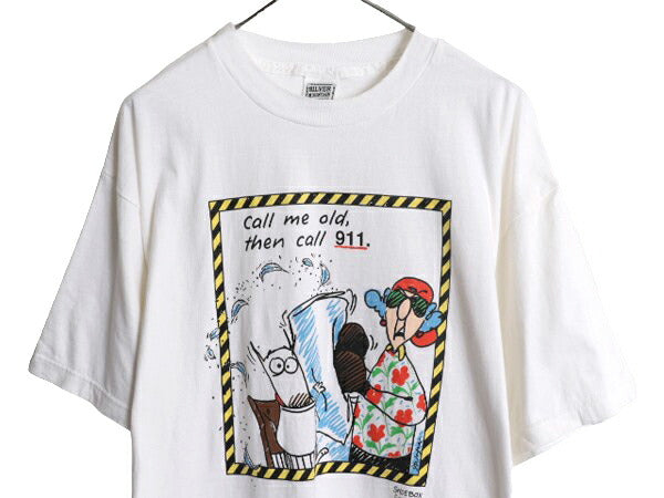 90s ジョーク キャラクター イラスト プリント Tシャツ メンズ XL 古着 90年代 オールド 当時物 メッセージ アート 大きいサイズ アニマル