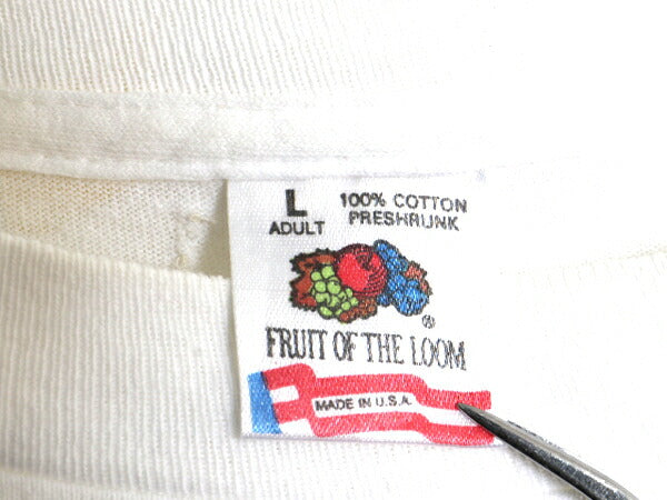 90s USA製 カレッジ プリント 半袖 Tシャツ メンズ L 古着 90年代 オールド シングルステッチ ヘビーウェイト ワンポイント アイビーリーグ