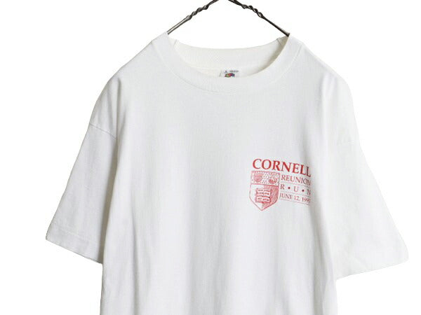 90s USA製 カレッジ プリント 半袖 Tシャツ メンズ L 古着 90年代 オールド シングルステッチ ヘビーウェイト ワンポイント アイビーリーグ