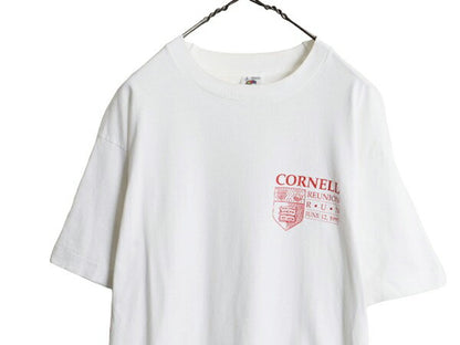 90s USA製 カレッジ プリント 半袖 Tシャツ メンズ L 古着 90年代 オールド シングルステッチ ヘビーウェイト ワンポイント アイビーリーグ