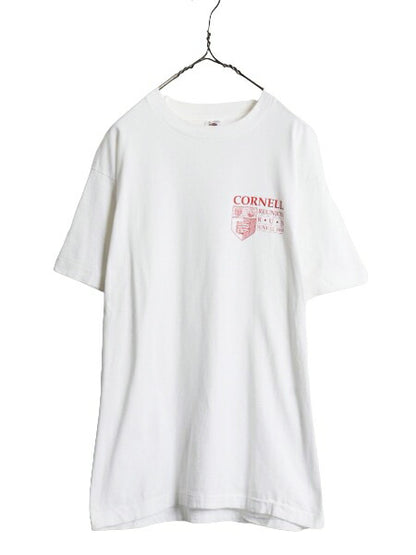 90s USA製 カレッジ プリント 半袖 Tシャツ メンズ L 古着 90年代 オールド シングルステッチ ヘビーウェイト ワンポイント アイビーリーグ