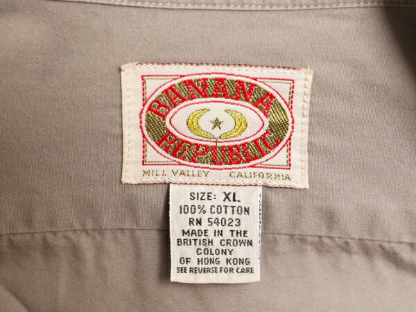 80s バナナリパブリック 長袖 サファリ シャツ メンズ XL 古着 ヴィンテージ BANANA REPUBLIC 長袖シャツ 大きいサイズ コットン ポプリン