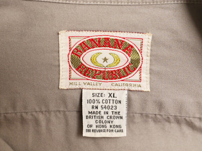 80s バナナリパブリック 長袖 サファリ シャツ メンズ XL 古着 ヴィンテージ BANANA REPUBLIC 長袖シャツ 大きいサイズ コットン ポプリン