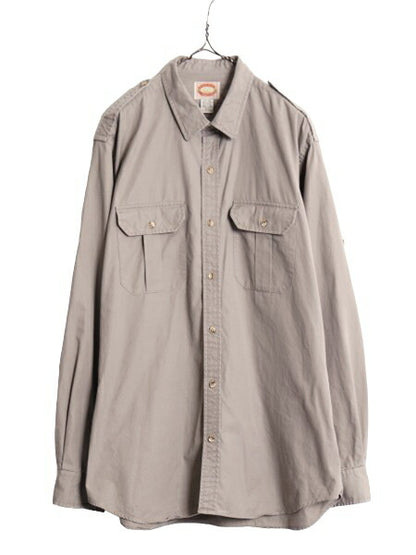 80s バナナリパブリック 長袖 サファリ シャツ メンズ XL 古着 ヴィンテージ BANANA REPUBLIC 長袖シャツ 大きいサイズ コットン ポプリン