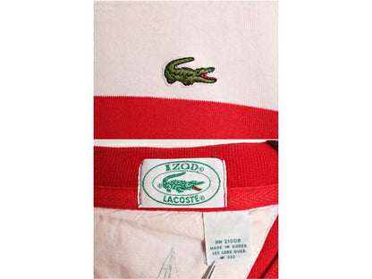 80s 90s ラコステ 前V ボーダー 長袖 Tシャツ メンズ M 古着 80年代 90年代 オールド ヴィンテージ IZOD LACOSTE ラガーシャツ 素材 ロンT