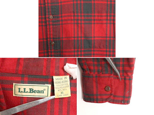 80s エルエルビーン チェック フランネル 長袖 シャツ メンズ XL / 古着 80年代 ヴィンテージ LLBean 長袖シャツ ネルシャツ 大きいサイズ
