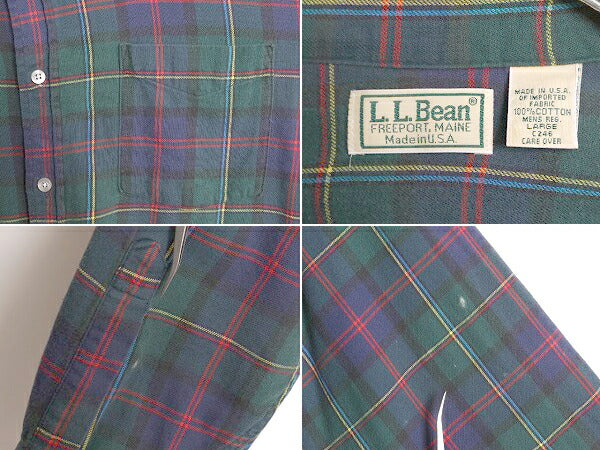 80s USA製 エルエルビーン チェック フランネル ボタンダウン シャツ メンズ L 80年代 LLBEAN ヴィテージ LLビーン 長袖シャツ ネルシャツ