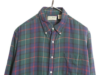 80s USA製 エルエルビーン チェック フランネル ボタンダウン シャツ メンズ L 80年代 LLBEAN ヴィテージ LLビーン 長袖シャツ ネルシャツ