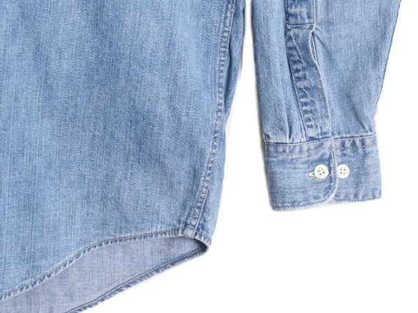 90s バナナリパブリック 長袖 デニム シャツ メンズ M 古着 90年代 オールド BANANA REPUBLIC 長袖シャツ コットン ワーク バックプリント