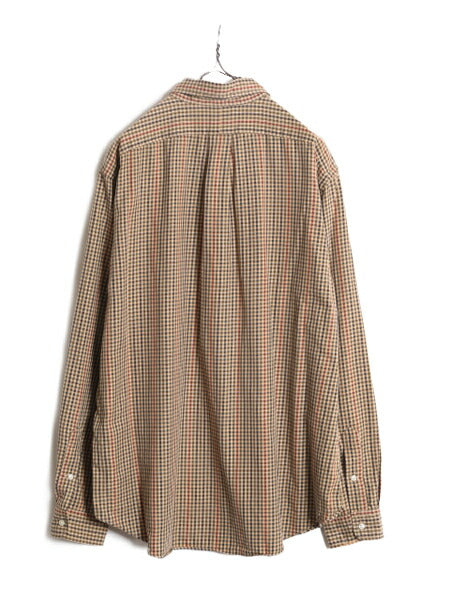 00s ラルフローレン チェック 長袖 ボタンダウン シャツ メンズ XL 00年代 オールド ポロ 長袖シャツ ワンポイント コットン 大きいサイズ