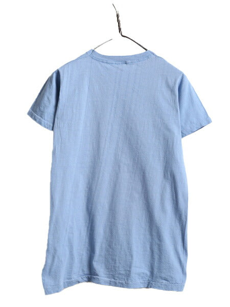 70s 80s フルーツオブザルーム ポケット付き 無地 半袖 Tシャツ メンズ XS 程/ ヴィンテージ ポケT 無地T シングルステッチ 耳付き ブルー