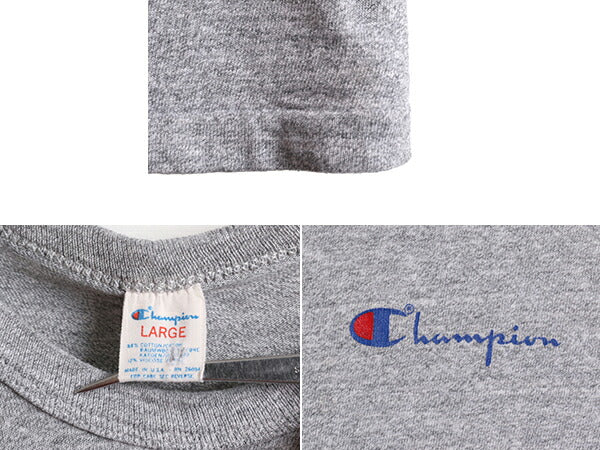 80s USA製 チャンピオン 半袖 Tシャツ メンズ L / 80年代 ヴィンテージ Champion ワンポイント 88 12 スクリプト ロゴ シングルステッチ 灰