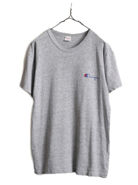 80s USA製 チャンピオン 半袖 Tシャツ メンズ L / 80年代 ヴィンテージ Champion ワンポイント 88 12 スクリプト ロゴ シングルステッチ 灰