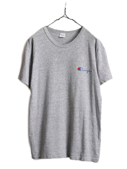 80s USA製 チャンピオン 半袖 Tシャツ メンズ L / 80年代 ヴィンテージ Champion ワンポイント 88 12 スクリプト ロゴ シングルステッチ 灰