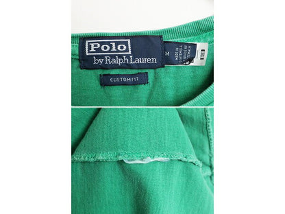 ポロ ラルフローレン ポケット付き 無地 半袖 Tシャツ メンズ M ワンポイント 無地T ポケT シングルステッチ クルーネック 半袖Tシャツ 緑