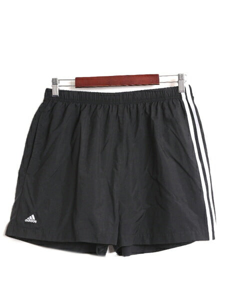 90s アディダス ナイロン ショートパンツ メンズ L / 古着 90年代 オールド ADIDAS 短パン 半パン ショーツ ブラック 3ライン ハーフパンツ